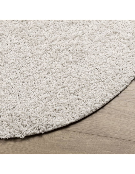Tappeto Shaggy a Pelo Lungo Moderno Crema Ø 80 cm
