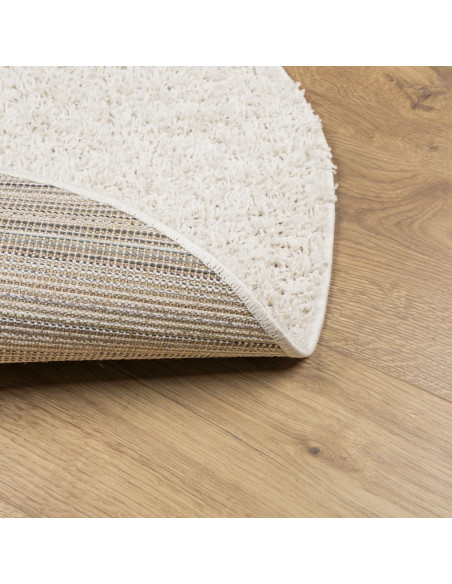 Tappeto Shaggy a Pelo Lungo Moderno Crema Ø 80 cm
