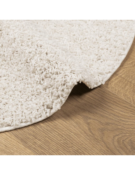 Tappeto Shaggy a Pelo Lungo Moderno Crema Ø 80 cm