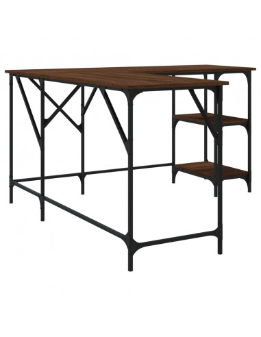 Scrivania Rovere Marrone 139x139x75 cm in Legno Multistrato