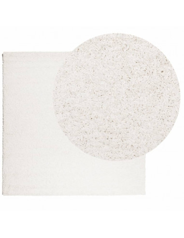 Tappeto Shaggy a Pelo Lungo Moderno Crema 160x160 cm