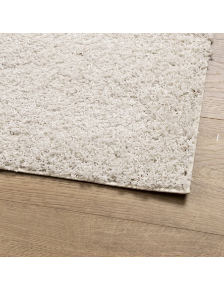 Tappeto Shaggy a Pelo Lungo Moderno Crema 160x160 cm