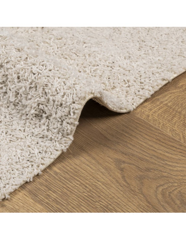 Tappeto Shaggy a Pelo Lungo Moderno Crema 160x160 cm
