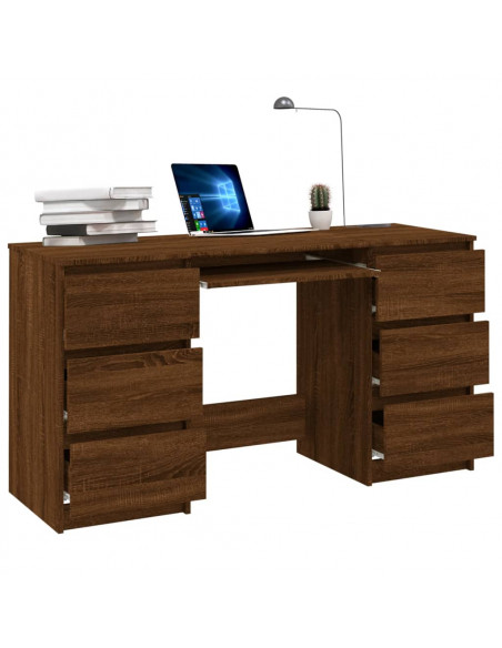 Scrivania Rovere Marrone 140x50x77 cm in Legno Multistrato