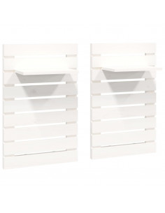 Mensole da Letto a Parete 2 pz Bianco Legno Massello di Pino 2