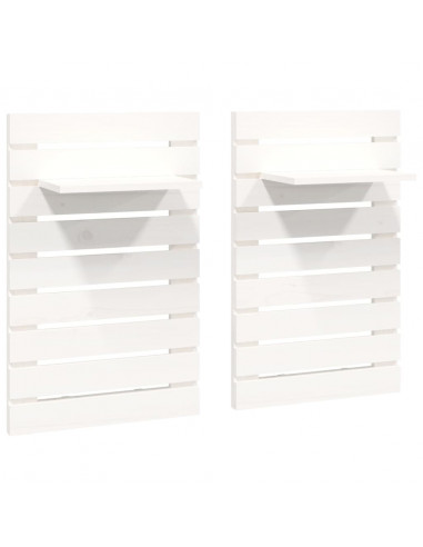 Mensole da Letto a Parete 2 pz Bianco Legno Massello di Pino