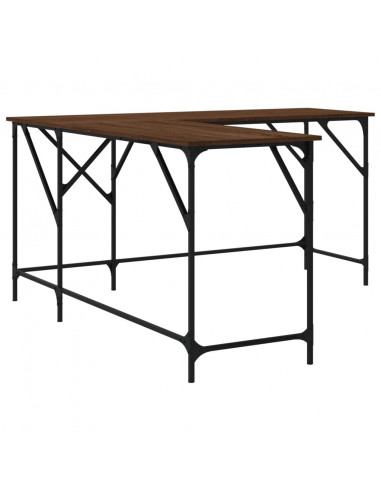 Scrivania Rovere Marrone 149x149x75 cm in Legno Multistrato