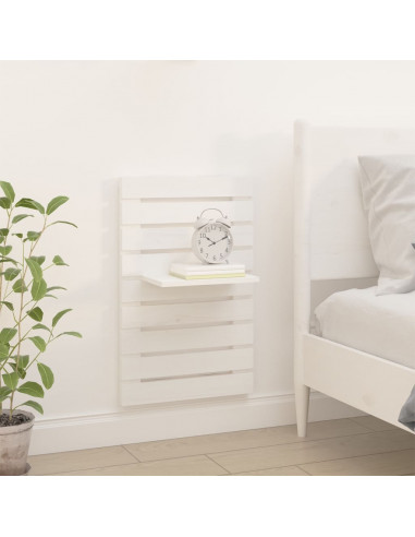 Mensole da Letto a Parete 2 pz Bianco Legno Massello di Pino