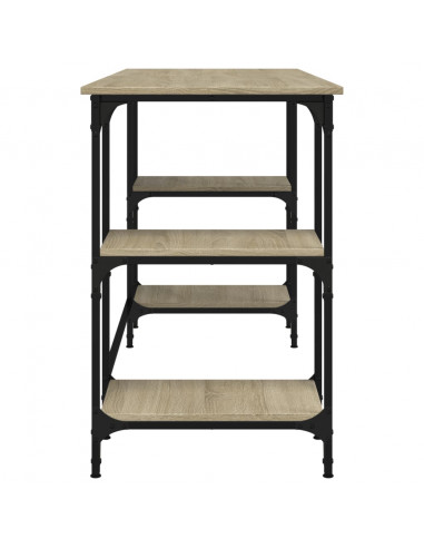 Scrivania Rovere Sonoma 140x50x75cm Metallo e Legno Multistrato