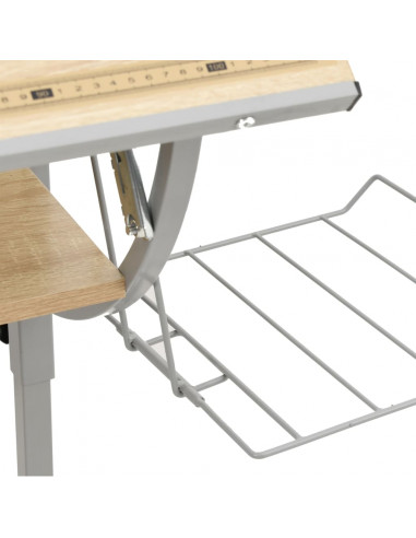 Scrivania Sonoma e Grigio 110x53x(58-87) cm Multistrato Acciaio