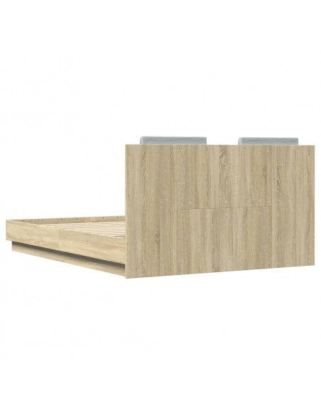 Giroletto con Testiera e LED Rovere Sonoma 120x190 cm