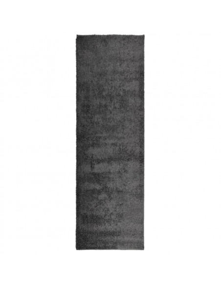 Tappeto Shaggy a Pelo Lungo Moderno Antracite 80x250 cm