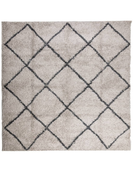 Tappeto Shaggy a Pelo Lungo Moderno Beige e Antracite 160x160cm