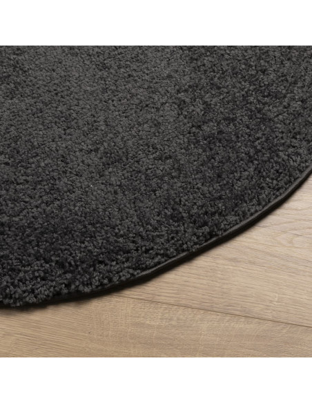 Tappeto Shaggy a Pelo Lungo Moderno Antracite Ø 100 cm