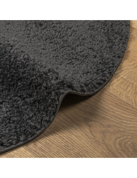 Tappeto Shaggy a Pelo Lungo Moderno Antracite Ø 100 cm
