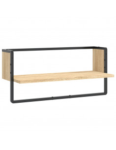 Mensola a Parete con Asta Rovere Sonoma 65x25x30 cm 2