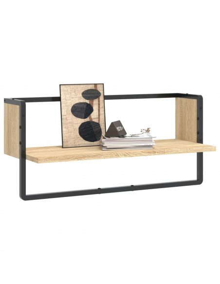 Mensola a Parete con Asta Rovere Sonoma 65x25x30 cm