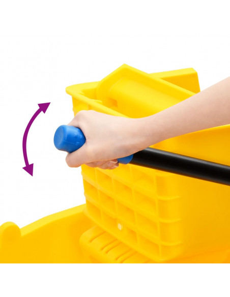 Secchio Mocio con Strizzatoio e Ruote Giallo 36 L Polipropilene