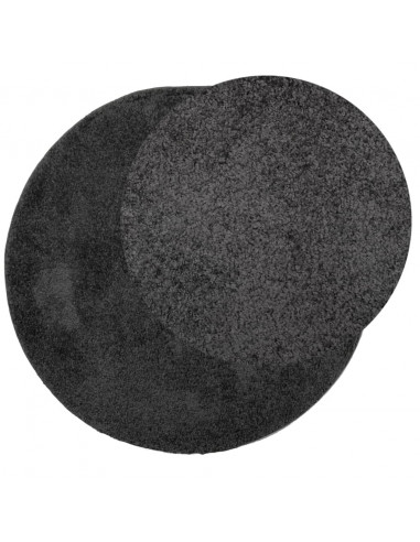 Tappeto Shaggy a Pelo Lungo Moderno Antracite Ø 120 cm