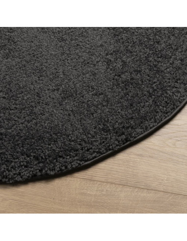 Tappeto Shaggy a Pelo Lungo Moderno Antracite Ø 120 cm