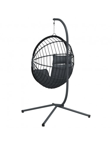 Sedia a Uovo Sospesa con Supporto Antracite Polyrattan/Acciaio