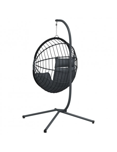 Sedia a Uovo Sospesa con Supporto Antracite Polyrattan/Acciaio