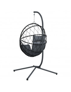 Sedia a Uovo Sospesa con Supporto Antracite Polyrattan/Acciaio