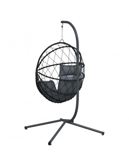 Sedia a Uovo Sospesa con Supporto Antracite Polyrattan/Acciaio