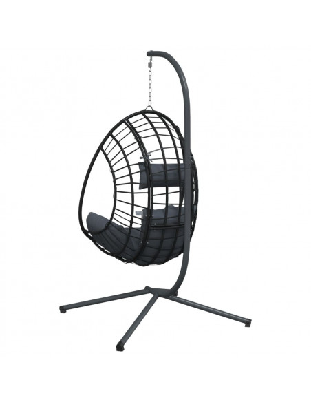 Sedia a Uovo Sospesa con Supporto Antracite Polyrattan/Acciaio