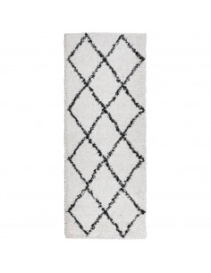 Tappeto Shaggy a Pelo Lungo Moderno Crema e Nero 80x200 cm