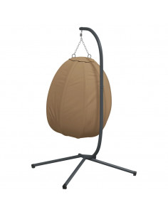 Sedia a Uovo Sospesa con Supporto Tortora in Tessuto e Acciaio