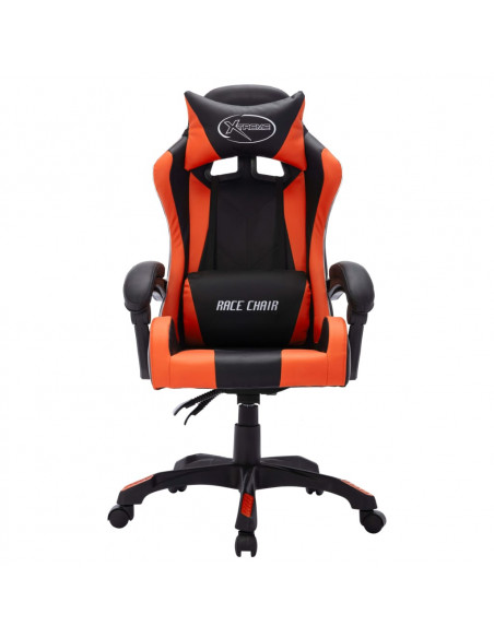 Sedia da Gaming con Luci a LED RGB Arancione e Nera Similpelle