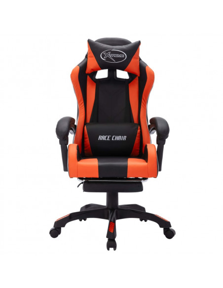 Sedia da Gaming con Luci a LED RGB Arancione e Nera Similpelle