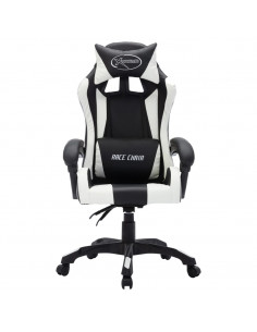 Sedia da Gaming con Luci a LED RGB Bianca e Nera in Similpelle