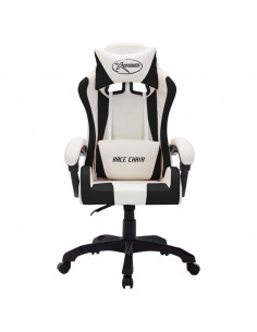 Sedia da Gaming con Luci a LED RGB Bianca e Nera in Similpelle