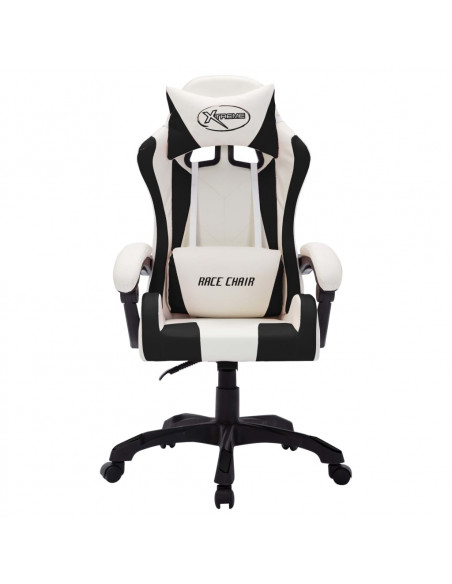 Sedia da Gaming con Luci a LED RGB Bianca e Nera in Similpelle