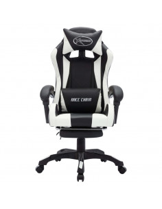 Sedia da Gaming con Luci a LED RGB Bianca e Nera in Similpelle