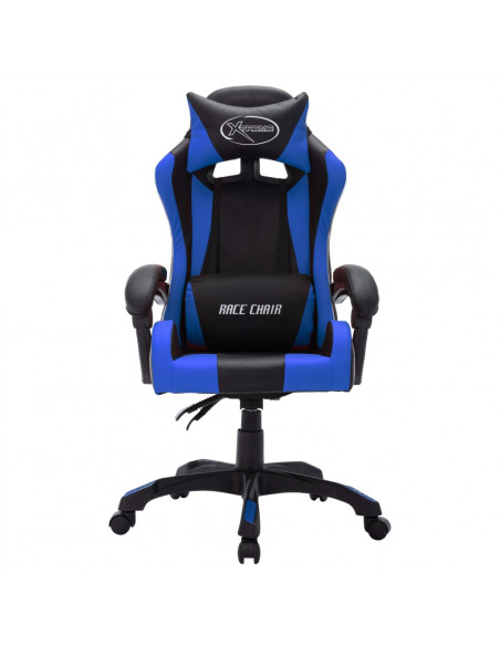 Sedia da Gaming con Luci a LED RGB Blu e Nera in Similpelle