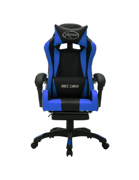 Sedia da Gaming con Luci a LED RGB Blu e Nera in Similpelle