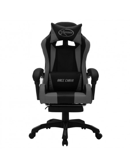 Sedia da Gaming con Luci a LED RGB Grigia e Nera in Similpelle