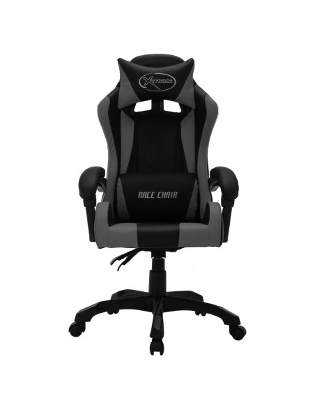 Sedia da Gaming con Luci a LED RGB Grigia e Nera in Similpelle