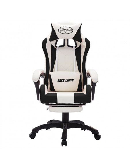 Sedia da Gaming con Luci a LED RGB Nera e Bianca in Similpelle
