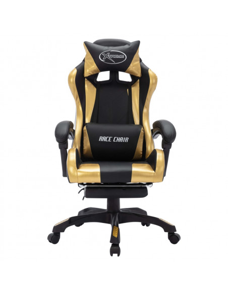 Sedia da Gaming con Luci a LED RGB Oro e Nera in Similpelle