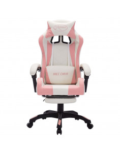 Sedia da Gaming con Luci a LED RGB Rosa e Bianca in Similpelle