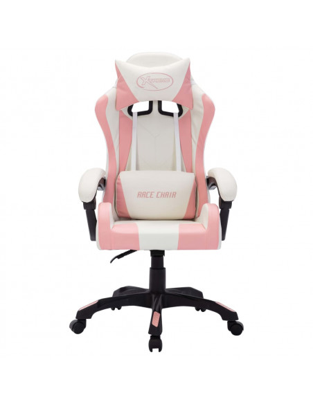 Sedia da Gaming con Luci a LED RGB Rosa e Nera in Similpelle