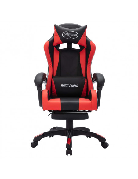 Sedia da Gaming con Luci a LED RGB Rossa e Nera in Similpelle