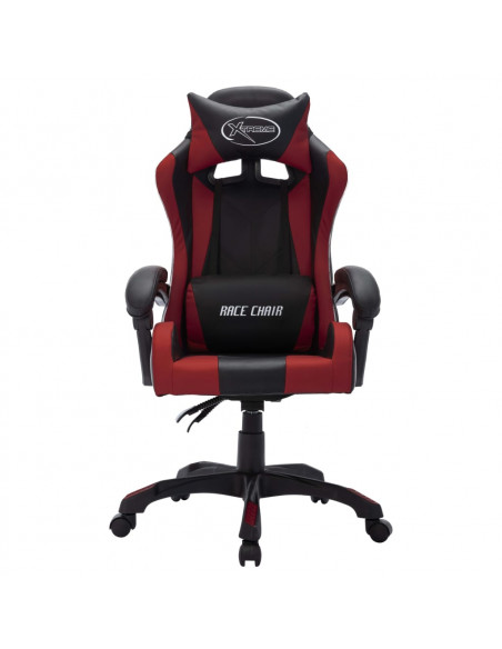 Sedia da Gaming con Luci a LED RGB Rosso Vino e Nera Similpelle