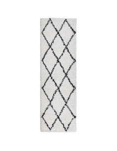 Tappeto Shaggy a Pelo Lungo Moderno Crema e Nero 80x250 cm