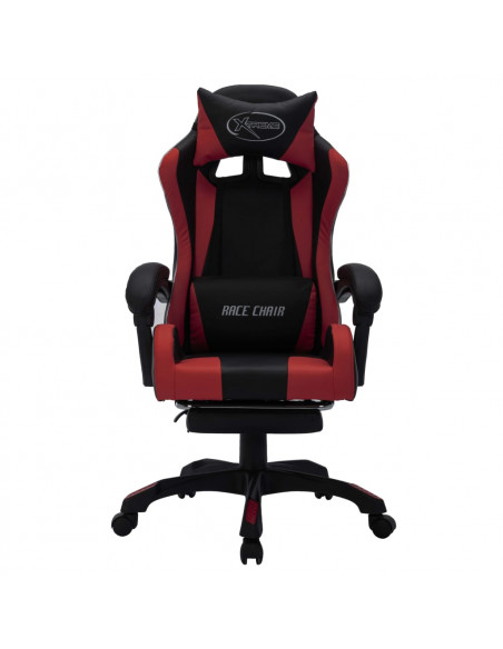 Sedia da Gaming con Luci a LED RGB Rosso Vino e Nera Similpelle