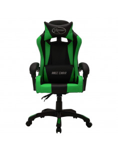 Sedia da Gaming con Luci a LED RGB Verde e Nera in Similpelle